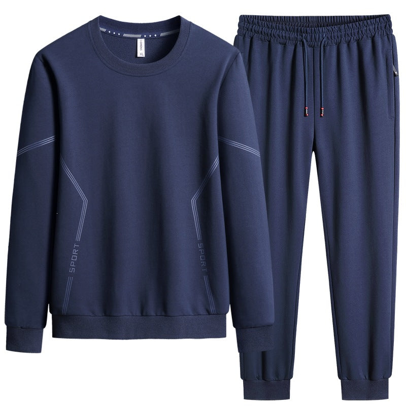 Herren Sportliches Freizeit-Jogginganzug-Set aus atmungsaktivem Funktionsfleece mit Rundhalsausschnitt & Kordelbund Drune
