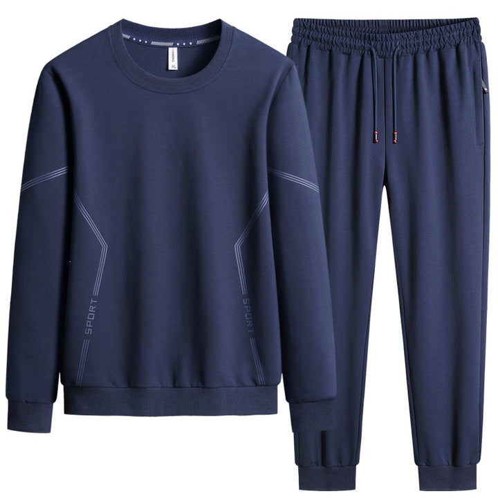 Herren Sportliches Freizeit-Jogginganzug-Set aus atmungsaktivem Funktionsfleece mit Rundhalsausschnitt & Kordelbund Drune