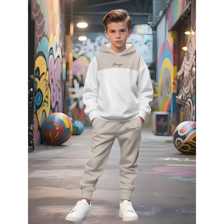 Unisex nan Kinder Jogginganzug mit Kapuzenpullover und detailreichem Auto-Print Drune