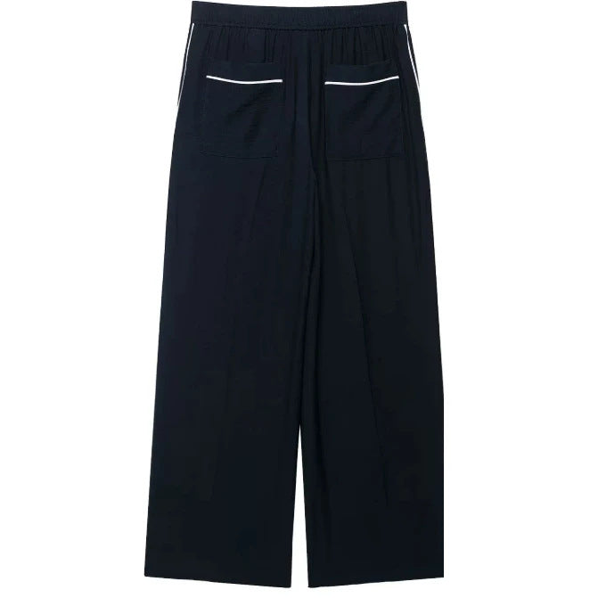 Damen Hochtaillierte Culotte-Hose mit weitem Bein und dekorativem Taillengürtel Drune