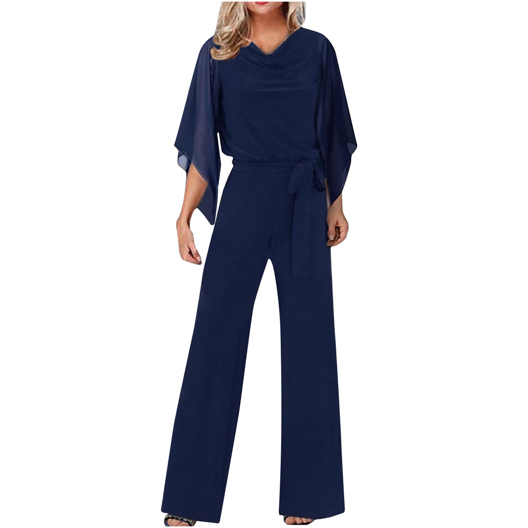 Damen Eleganter Jumpsuit mit fließendem Oberteil und weitem Bein Drune
