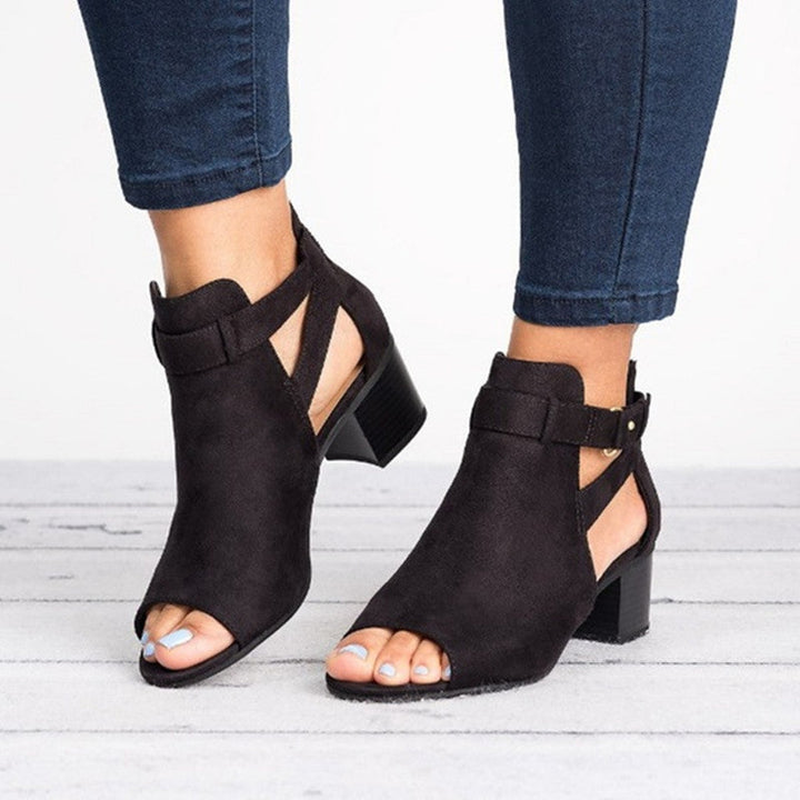 Damen Offene Absatzsandalen mit modischen Riemchen und stabiler Laufsohle Drune