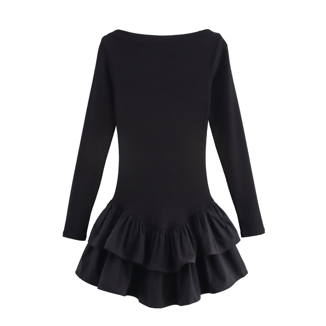 Damen Figurbetontes Minikleid mit Stufenvolants und U‑Boot‑Ausschnitt Drune