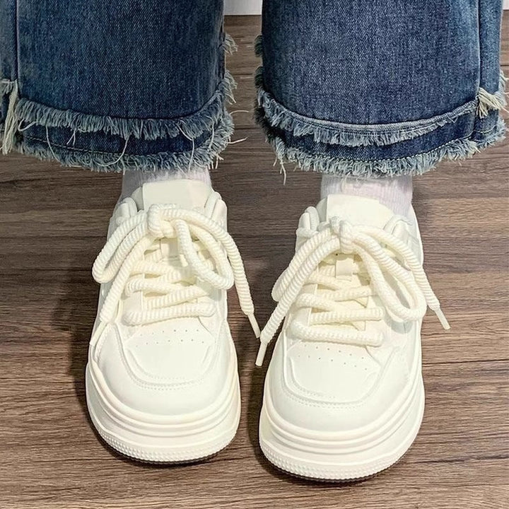 Damen Komfortable Sneaker mit dicker Gummisohle und atmungsaktivem Obermaterial Drune