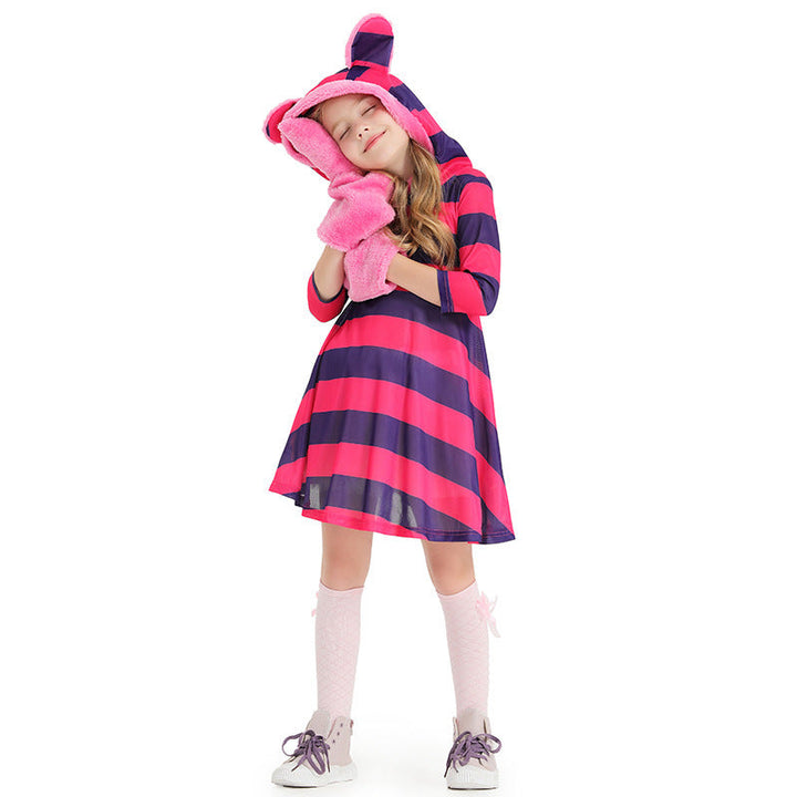 Mädchen Kapuzenkleid mit tierischen Ohren und verspielten Details Drune