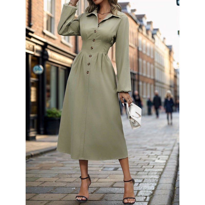 Damen Hemdkleid im eleganten A-Linien Schnitt mit Knopfdetails Drune