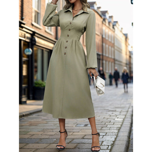 Damen Hemdkleid im eleganten A-Linien Schnitt mit Knopfdetails Drune