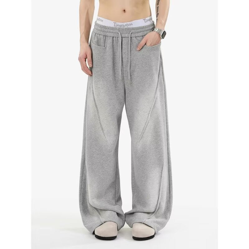 Herren Extreme Oversize Jogginghose mit extra weitem Bein, Kordelzug und Eingrifftaschen Drune