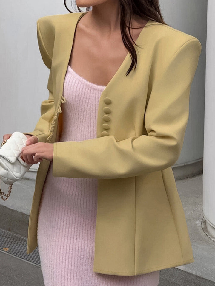 Damen Sculpturaler taillierter Blazer mit markanter Schulterpartie Drune