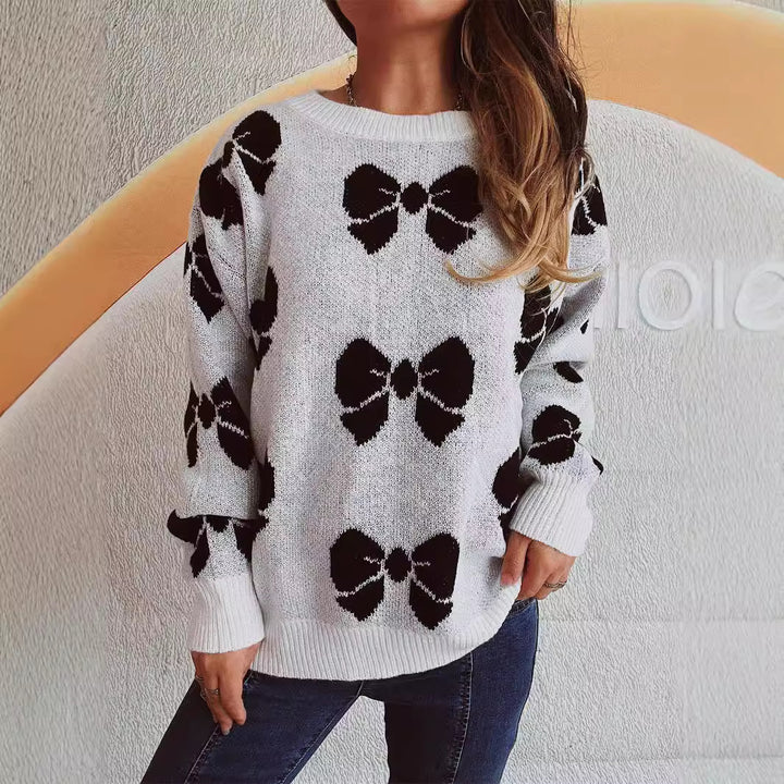 Damen Pullover mit verspieltem Schleifenmuster Drune