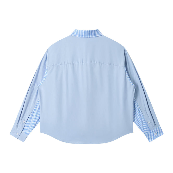 Damen Oversize-Hemd mit Karopanelen und Raglanärmeln Drune