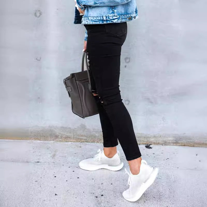Damen Skinny Jeans mit modischen Rissen Drune