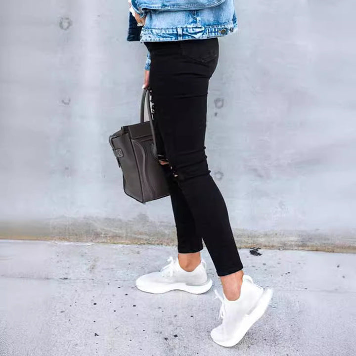 Damen Skinny Jeans mit modischen Rissen Drune