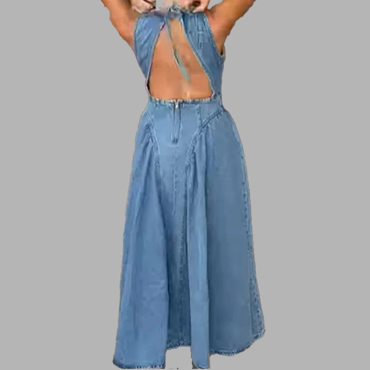 Damen Jeans-Maxikleid mit modernem Schnitt und A-Linie Drune