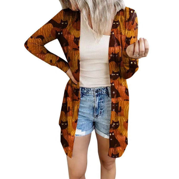 Damen Langärmlige Die Halloween-Kimono-Jacke mit einzigartigem Druck Drune