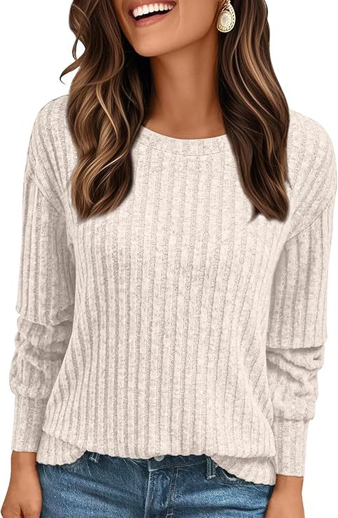 Damen Strukturiertes Rippstrick-Sweatshirt mit Chenille-Optik und lockerer Passform Drune