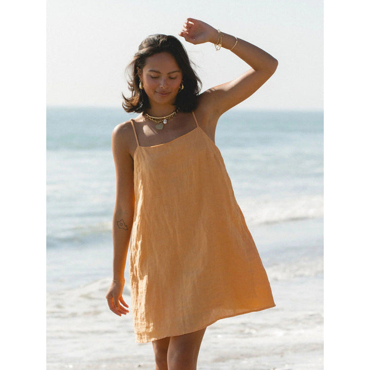 Damen Leichtes Sommerkleid mit Spaghetti-Trägern und fließendem Schnitt Drune