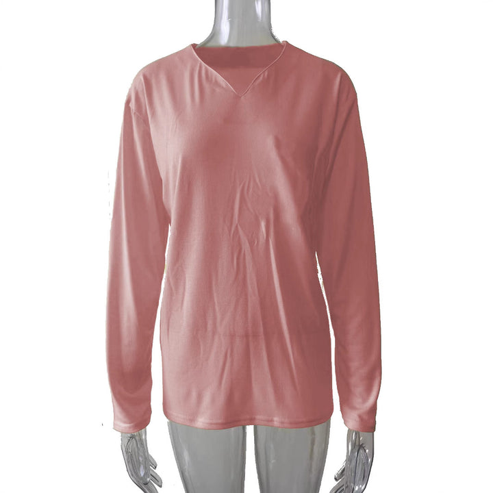 Damen nan legeres Langarmshirt mit V-Notch-Ausschnitt, Brusttasche und lockerer Oversize-Passform Drune