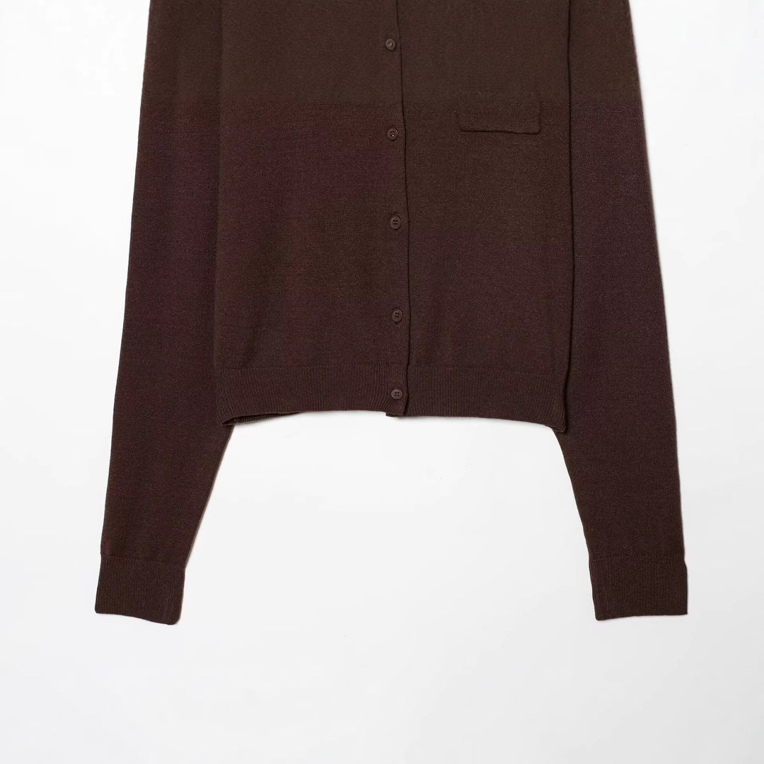 Damen Cardigan mit kontrastfarbener Knopfleiste und zweifarbigen Ärmeln Drune