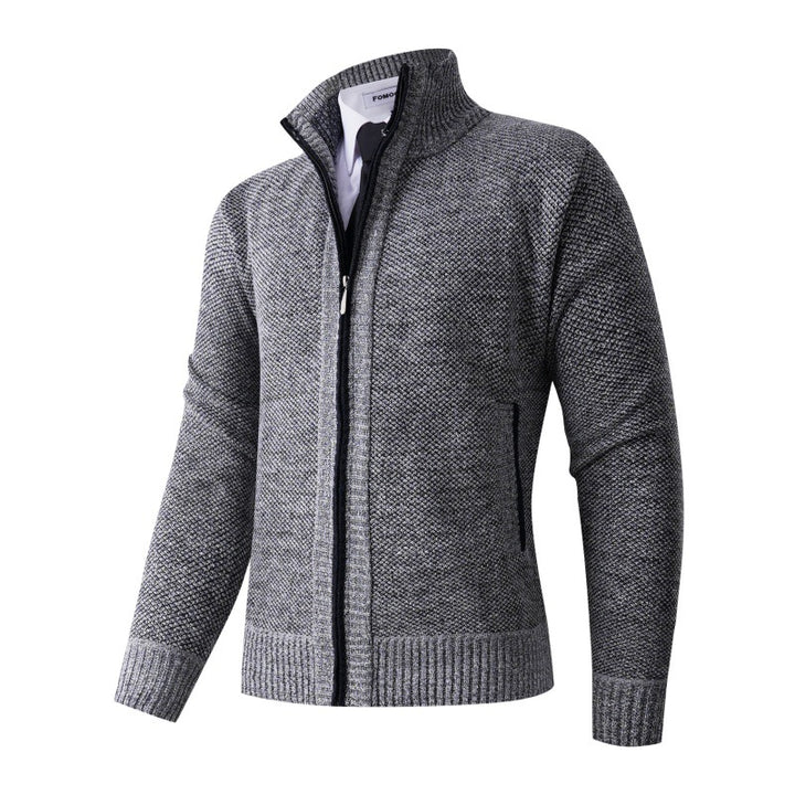 Herren stylische Strickjacke mit hohem Kragen und praktischen Taschen Drune