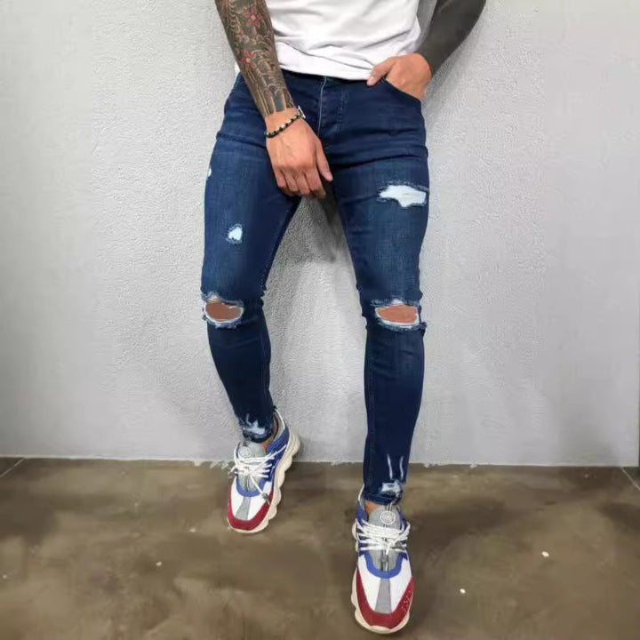 Herren Slim Fit Jeans mit modischen Rissen Drune