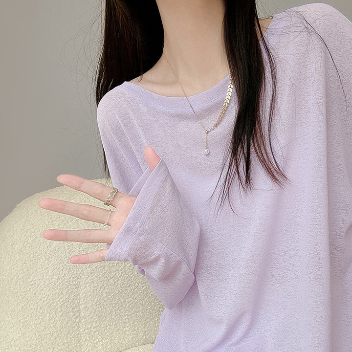 Damen lässiges Langarmshirt mit feinen strukturierten Details Drune