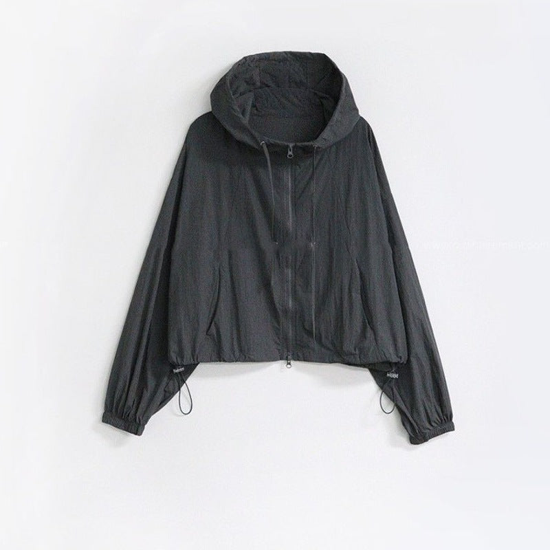 Damen cropped Sportjacke mit verstellbarem Kordelzug Drune