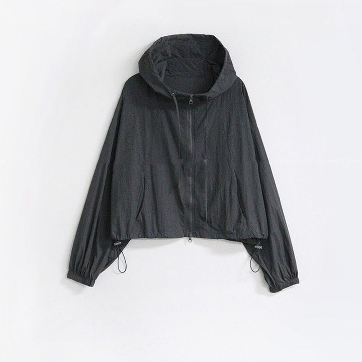 Damen cropped Sportjacke mit verstellbarem Kordelzug Drune