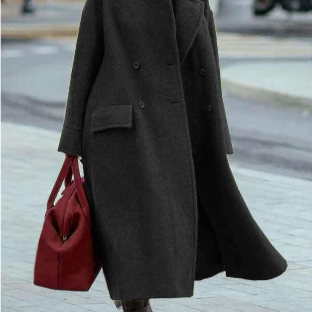 Damen Oversized-Mantel mit doppelter Knopfleiste und Stehkragen
