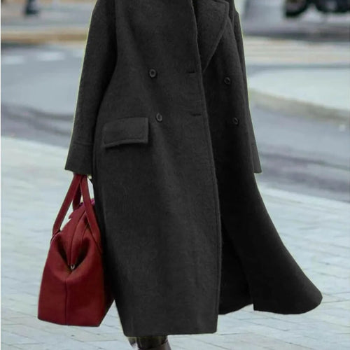 Damen Oversized-Mantel mit doppelter Knopfleiste und Stehkragen