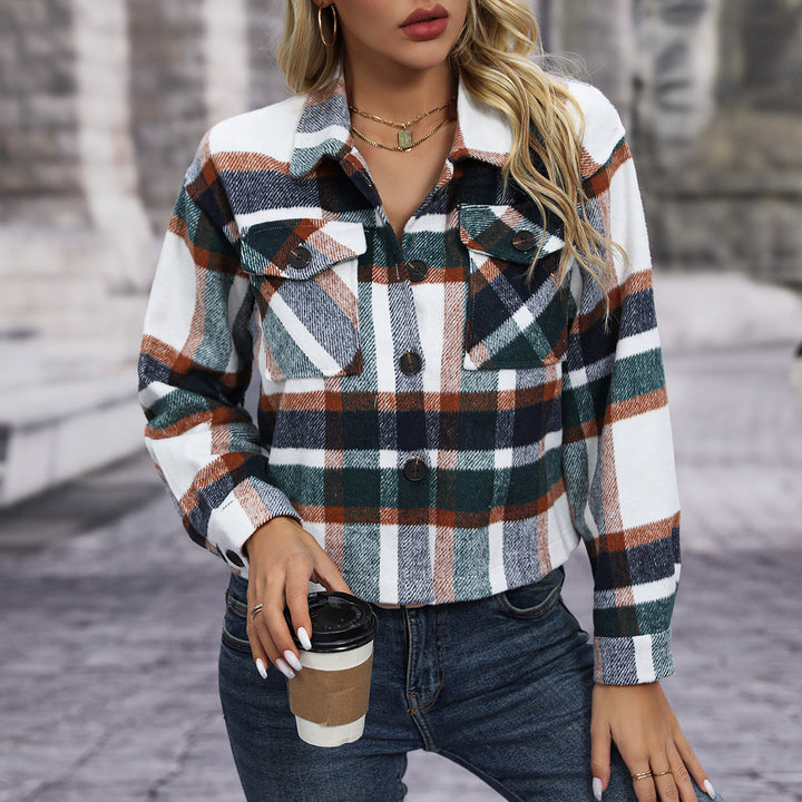 Damen Kariertes Flanellovershirt Drune