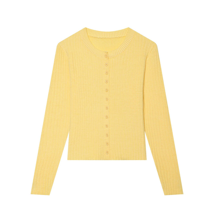 Damen Feinstrick‑Cardigan mit Rippstruktur und durchgehender Knopfleiste Drune