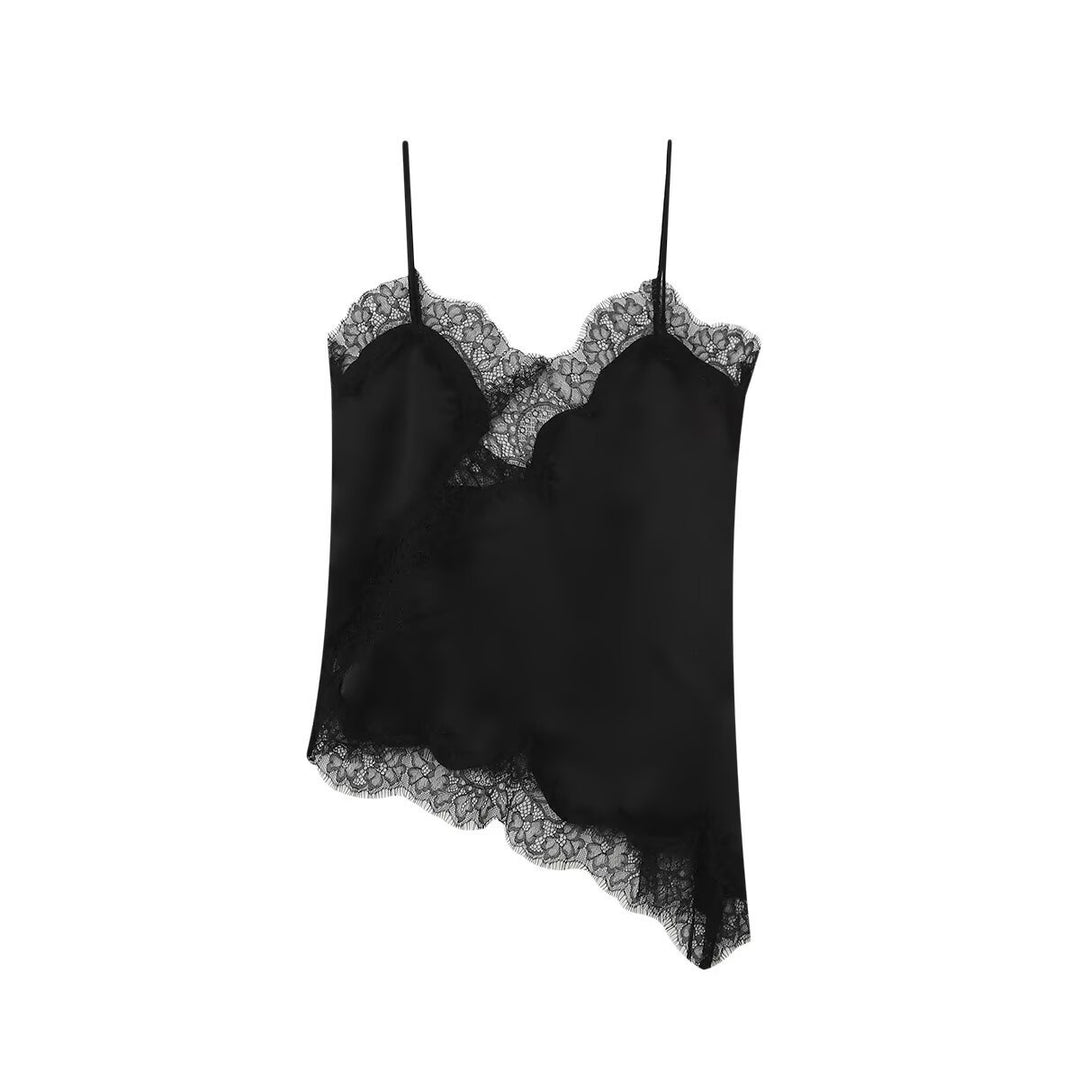 Damen-Spitzen-Camisole mit asymmetrischem Schnitt und eleganten Punkten Drune