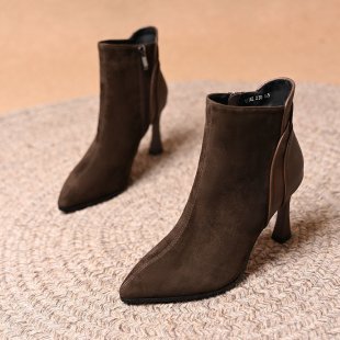 Damen Elegante Stiefeletten mit spitzen Zehen und hohem Absatz Drune