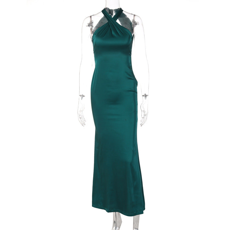 Damen Elegantes Wickelmaxikleid mit schmalen Trägern und figurbetontem Schnitt Drune