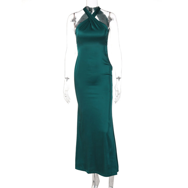 Damen Elegantes Wickelmaxikleid mit schmalen Trägern und figurbetontem Schnitt Drune