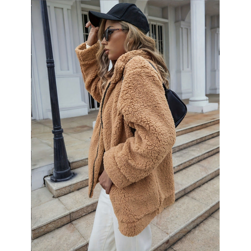 Damen Kuschelige Fleecejacke mit hohem Kragen und Reißverschluss Drune