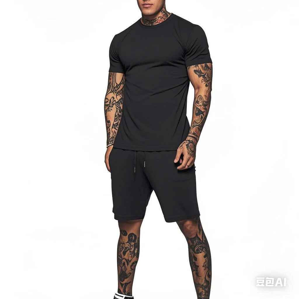 Herren Sportliches Kurzarm- und Shorts-Set mit kontrastierenden Details Drune