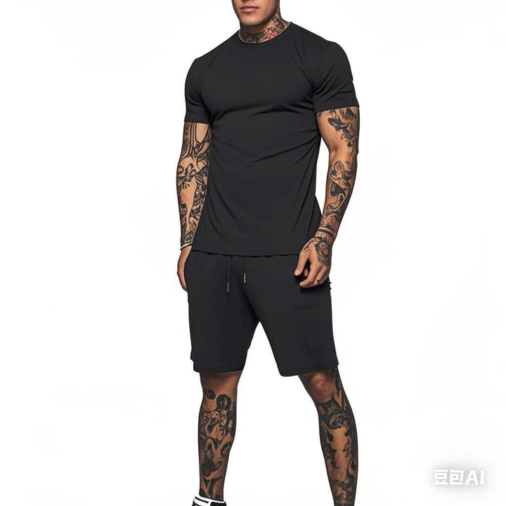 Herren Sportliches Kurzarm- und Shorts-Set mit kontrastierenden Details Drune
