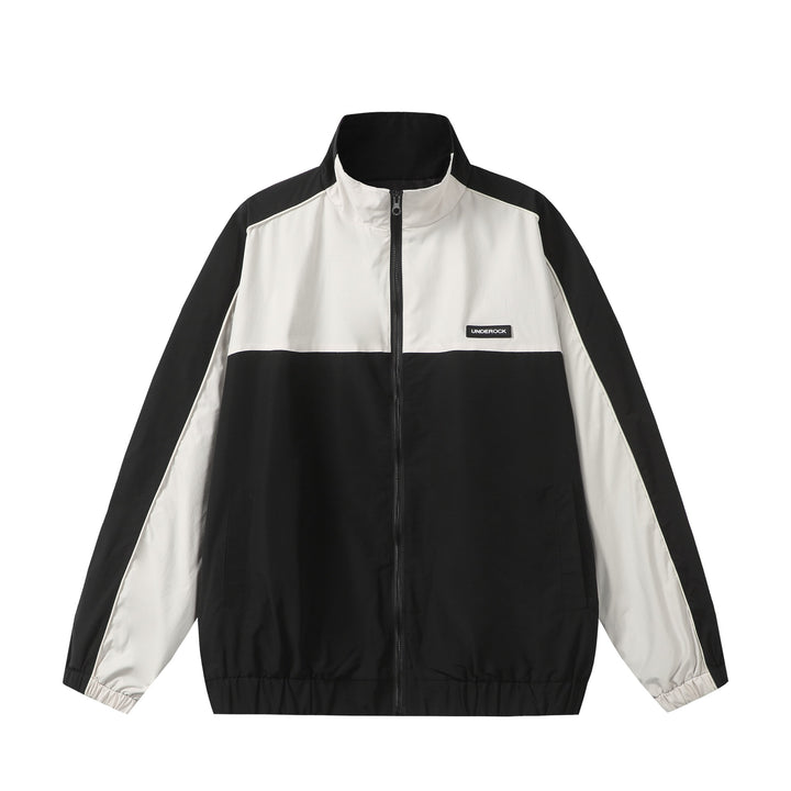 Unisex Sportive Colorblock-Trackjacke mit Stehkragen und durchgehendem Reißverschluss Drune