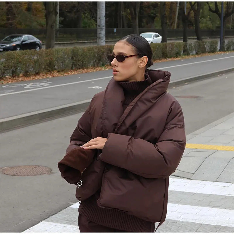 Damen Praktische und modische Daunenjacke mit Gürtel Drune