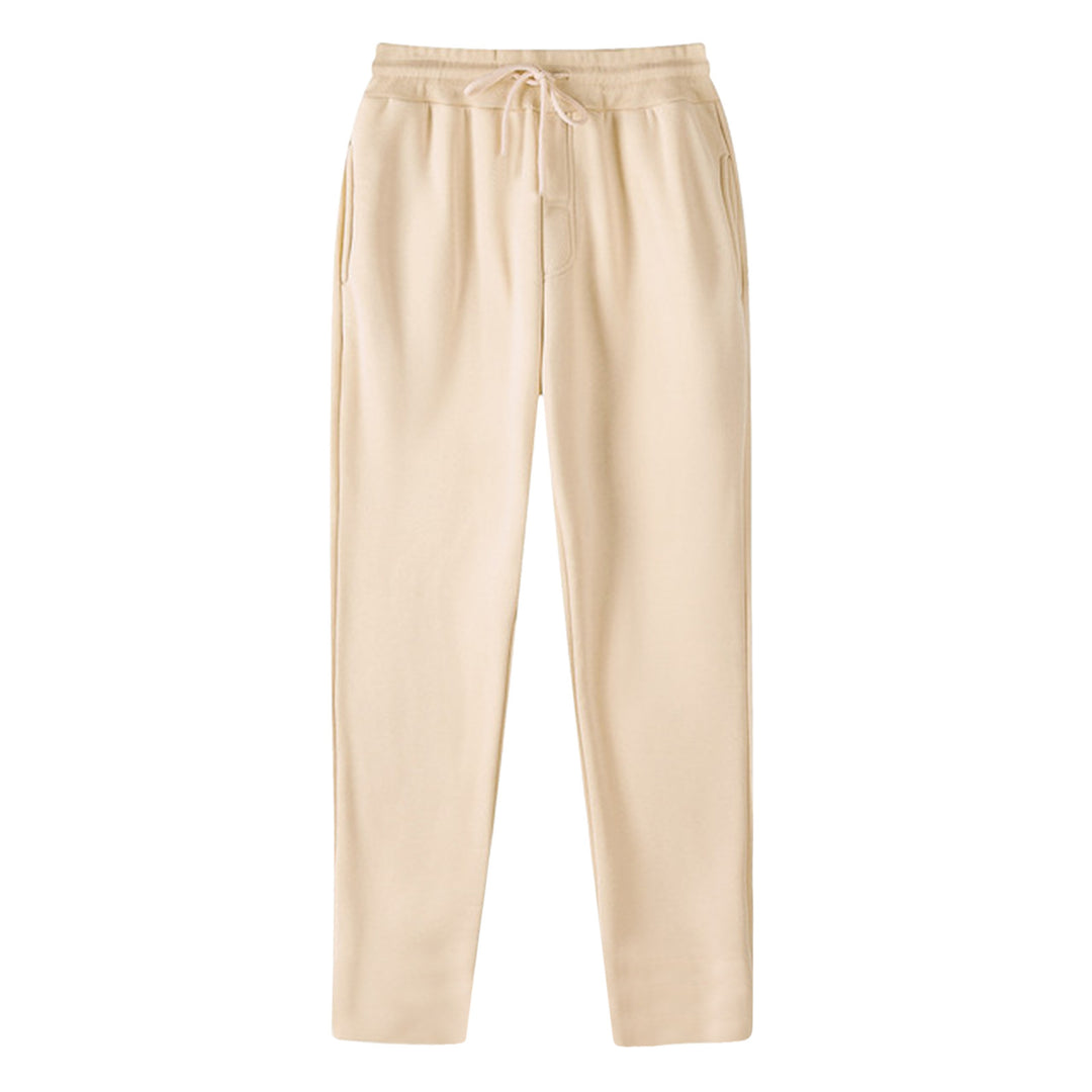 Herren nan geradlinige Sweatpants aus melierter Baumwollmischung mit elastischem Bund Kordelzug und Seitentaschen Drune