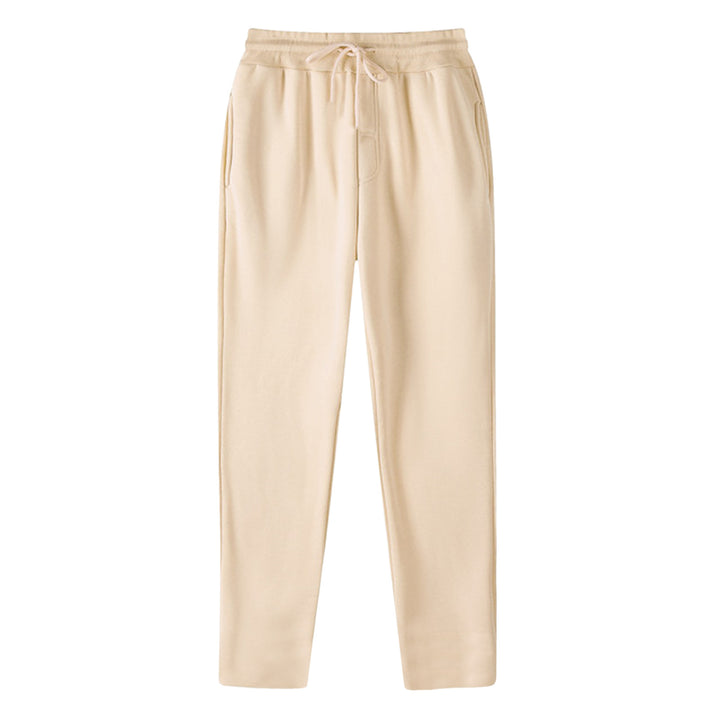 Herren nan geradlinige Sweatpants aus melierter Baumwollmischung mit elastischem Bund Kordelzug und Seitentaschen Drune