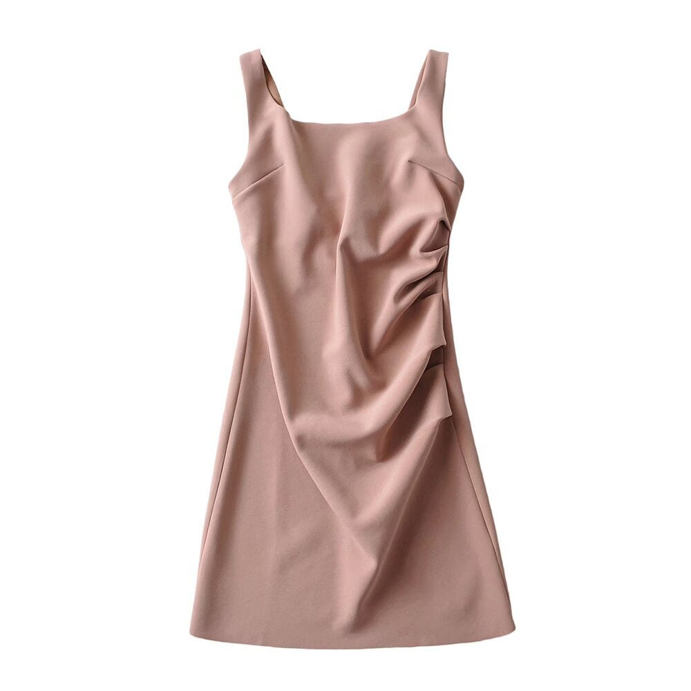 Damen modernes Sommerkleid mit Drapierung Drune