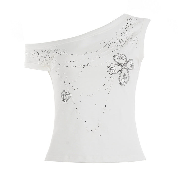 Damen Oberteil mit schulterfreiem Design und funkelnden Details Drune