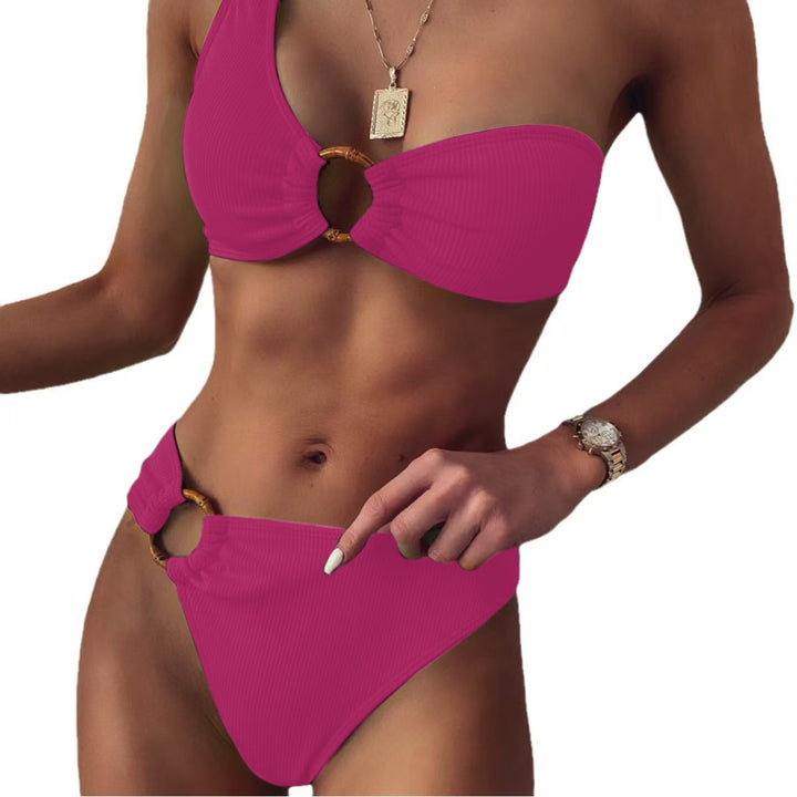 Damen Stilvoller Triangel-Bikini mit goldenen Details Drune