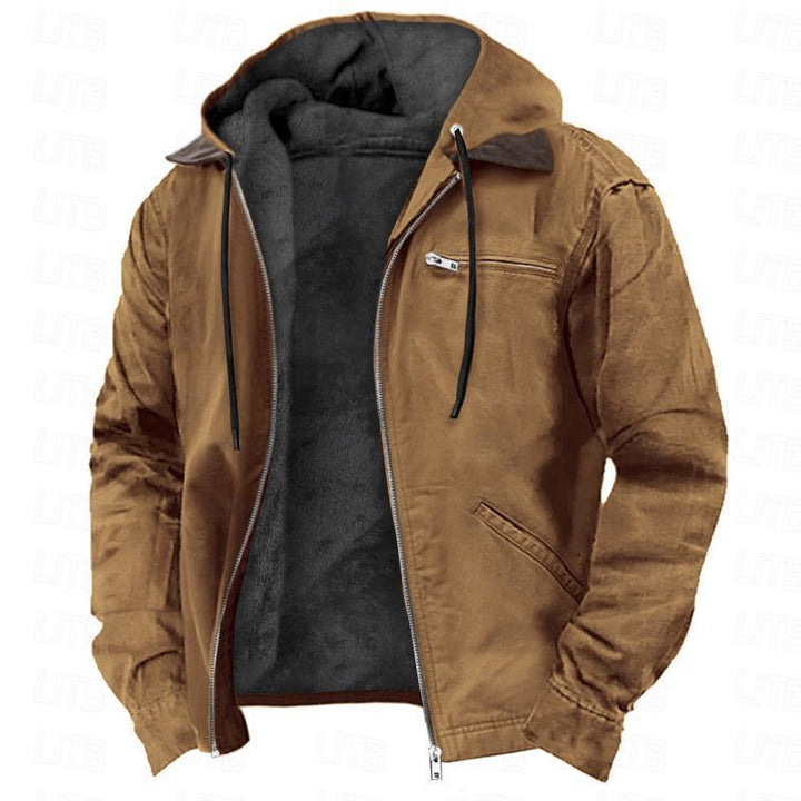 Herren Gefütterte Fieldjacke mit Kapuze und Sherpa-Futter Drune