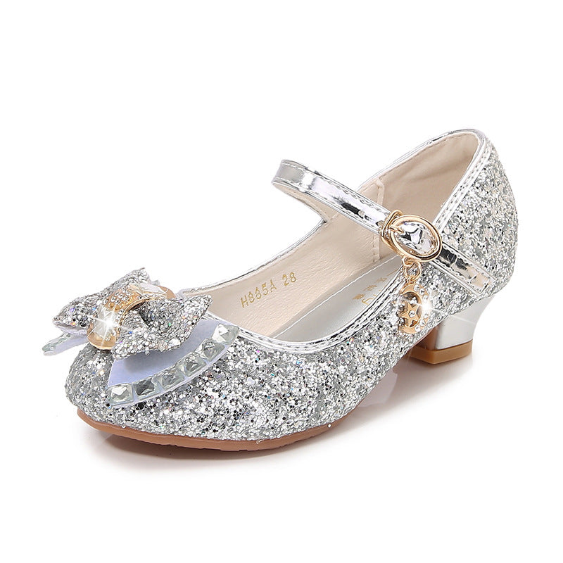 Mädchen Elegante Glitzer Ballerinas mit dekorativer Schleifen- und Strassapplikation Drune
