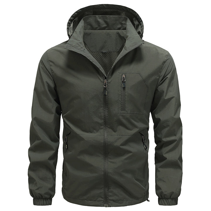 Herren Atmungsaktive ultraleichte Wind- und Regenjacke mit Mesh-Innenfutter und verdeckter Brusttasche Drune