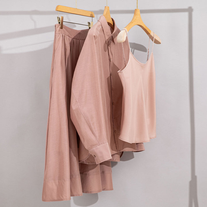 Damen Maxirock mit hohem Bund und soften Falten Drune